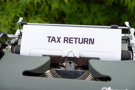 tax return on type writer