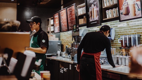 starbucks employees serving