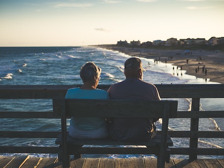 retired couple on bench