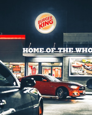 burger king restaurant front at night