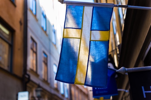 swedish flag in street