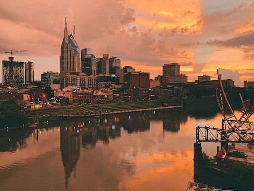 Nashville city skyline at dusk
