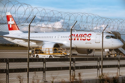 swiss aeroplane on runway