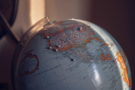 north america on globe