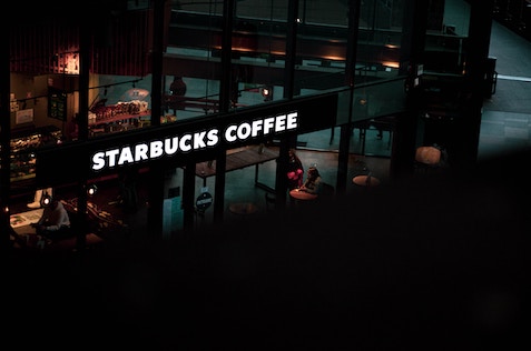 starbucks coffee shop at night