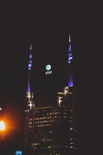 AT&T building at night